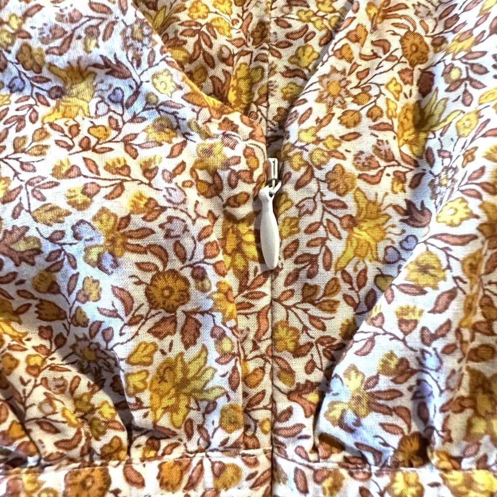 J‎ Crew sz 10 Puff-Sleeve V-Neck Top Yellow Scattered Blooms Floral Print - Picture 15 of 16